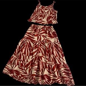 Orange and Cream Patterned Two-Piece Set